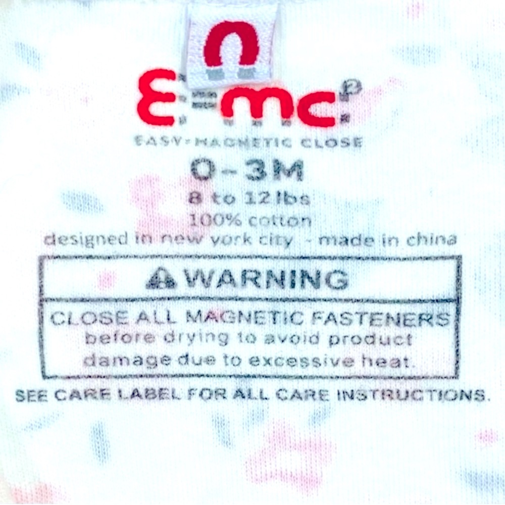 E=MC2 Footed Coverall Girls 0-3M Pink Flowers Birds Easy=Magnetic Close Sleeper - Picture 4 of 4